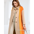 Vêtements à la mode Mesdames Collision Couleur Long manteau